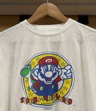 Vintage 90s Super Mario World Shirt L SNES Promo Japan Nintendo Game Banpresto