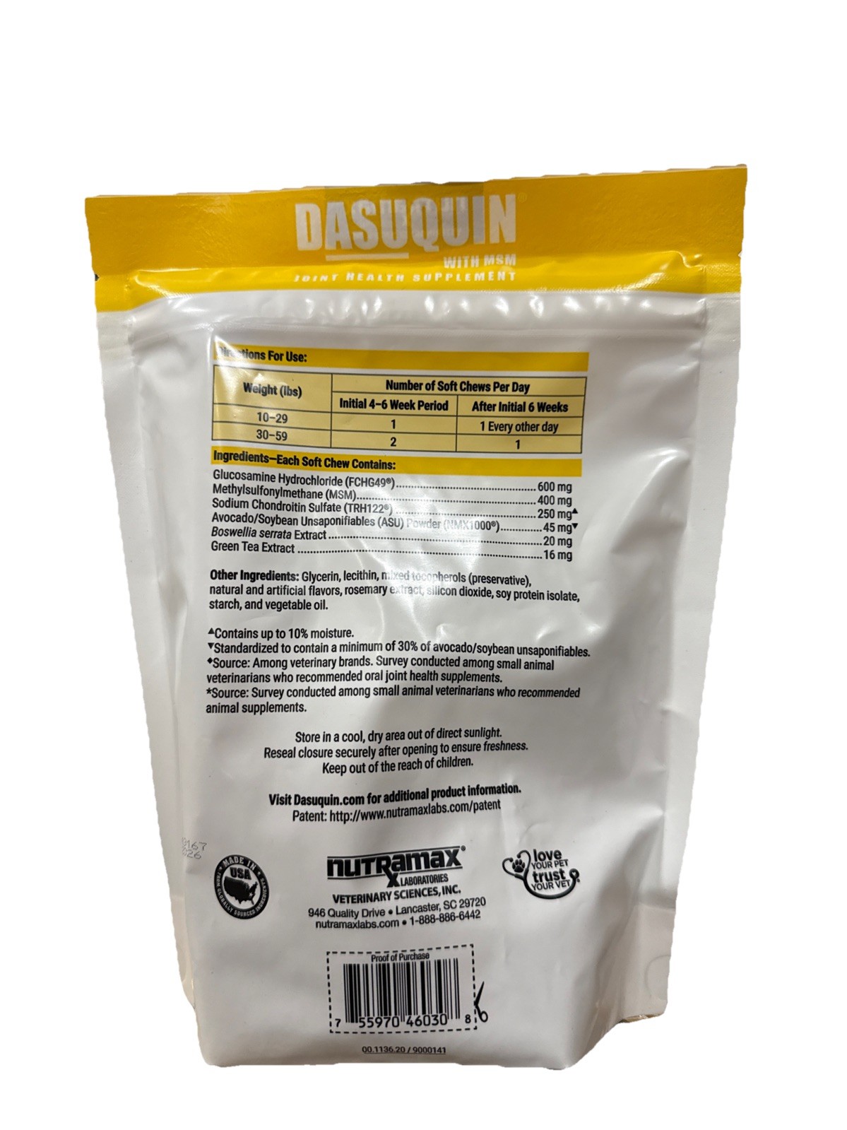 Nutramax Laboratories Dasuquin with MSM Soft Chews Small/Medium Dog 84 Count