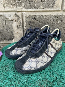 Baskets basses Gucci bleu/beige Guccissima toile enduite et daim U.S 7