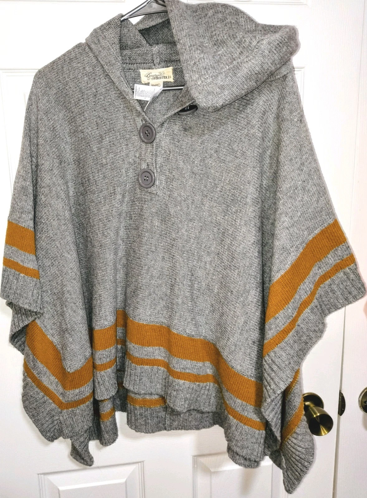 NWOT VTG/90s Women's O/S Boutique Forever 21 Popover Hooded To Sweater Poncho
