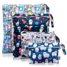 4pcs Waterproof Wet Bag Reusable for Wet Clothes Baby Diapers Stroller Swimsu...