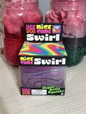 VIRAL Schylling NeeDoh Nice Cube SWIRL Super Solid Squish Multi Color NIB Purple