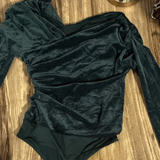 Women s Black Off Shoulder Long Sleeve One Piece Bodysuit Size S Stretch