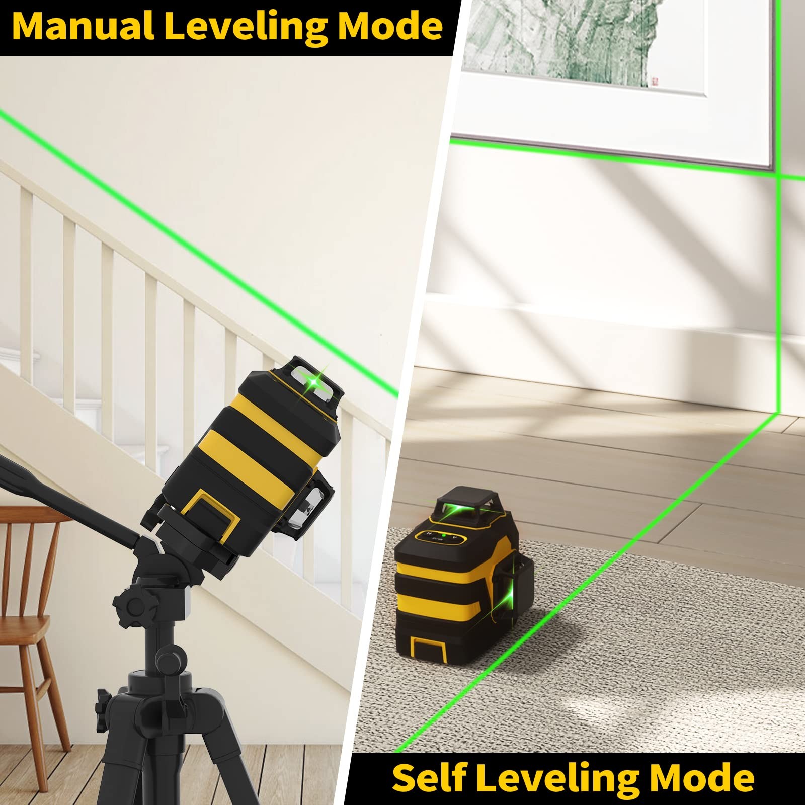 Laser Level with Tripod, 3x360° Cross Line Laser for Construction and Picture...