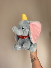 Disney Store Dumbo Elephant Plush Yellow Hat Red Collar Pink Ears