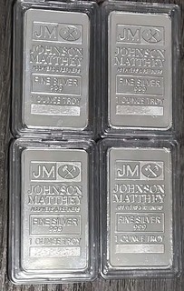 Lot Of 4 1 oz JM Silver Bar Bullion Silver plated Replica Display Prop Bar