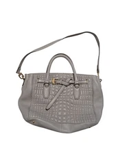 Aimee Kestenberg Dani Quilted Gray Leather Tote Satchel Shoulder Bag