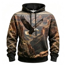 Men's Grand Canyon Eagle Print Hoodie Pullover Sweatshirt Long Sleeve