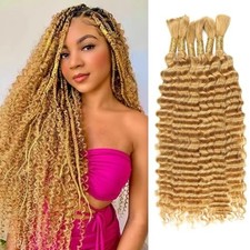 Human Braiding Hair, Honey Blonde, 6 Bundles, 18 Inch Deep Wave Boho Braids