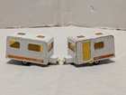 2 Vintage 1977 Matchbox Camper Lesney Superfast Caravan #31 Trailer Wht/Orange