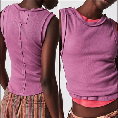 Free People We The Free Kate Ribbed Stretch Tank Top Grape Womens S NEW