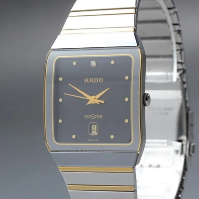 [Near MINT] RADO Diastar 129.0266.3 Date Black Square Quartz 28mm Herrenuhr - Bild 1 von 4