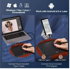 UGEE drawing pen tablet for windows/Mac/Linux/chromebook and works with andriod