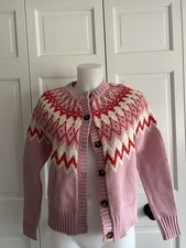 Boden Chunky Fair Isle Cardigan, Sz 6, Pink H...