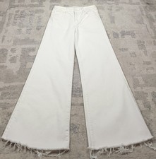 MOTHER The Roller Fray Women's White Flare Hem Denim Jeans Sz 27x29 Made In USA