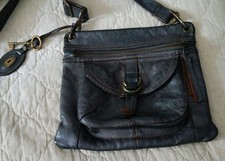 FOSSIL "Long Live Vintage" Pewter Leather Crossbody Bag, Key  Charm