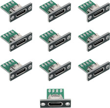 10 Pcs USB C Panel Mount Connector DIY Type C Female Socket Connector Panel Moun