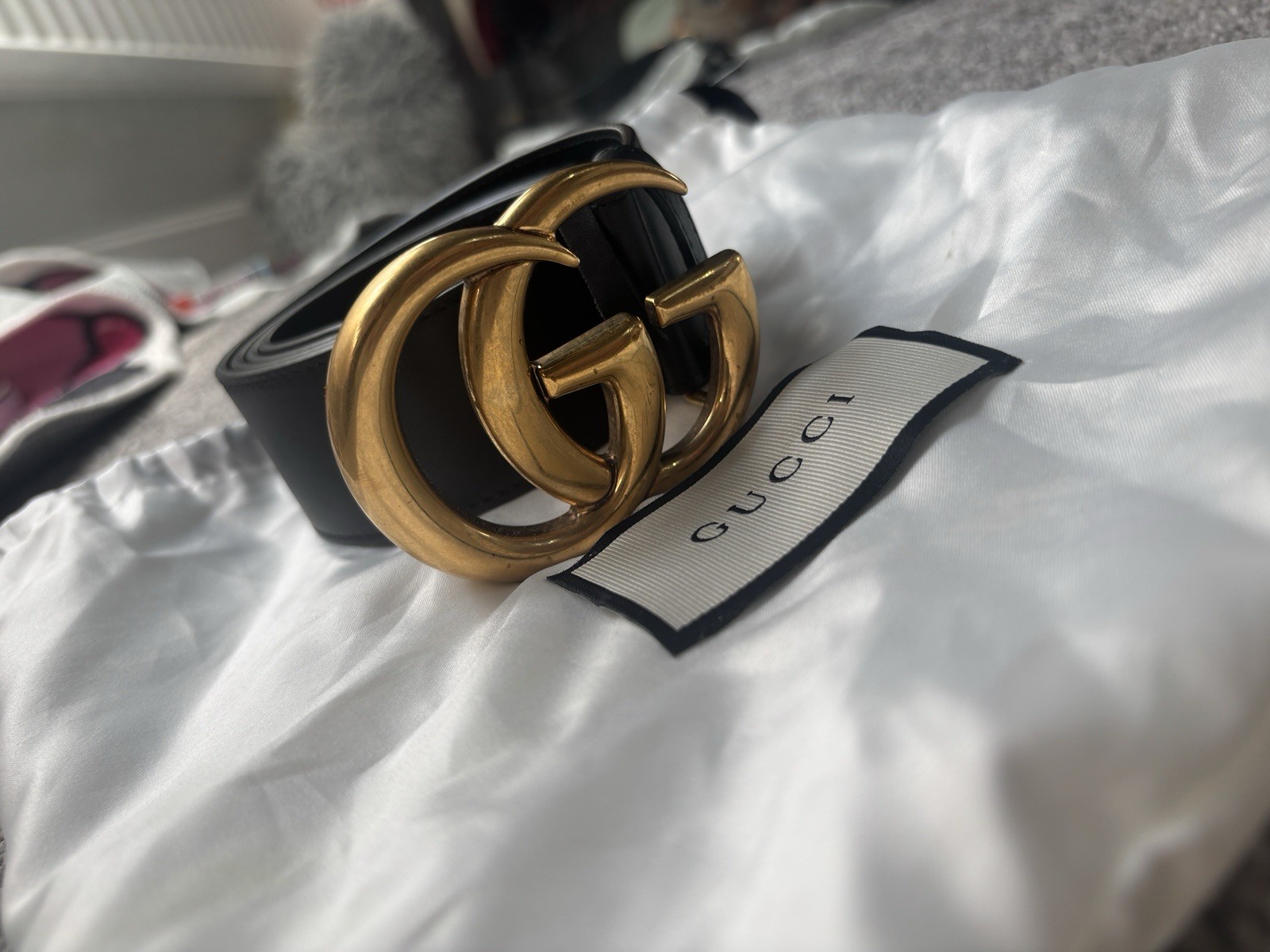 Gucci Women's Leather Belt Black/Gold