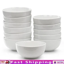 12 Piece Porcelain Bowl Set Microwave Dishwasher Oven Safe Stackable Dinnerware
