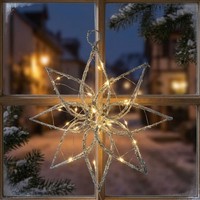 "Led DekohäNger \"Stern\" Metall Silber, 20 Lichter, Winter Weihnachts Deko Figur"
