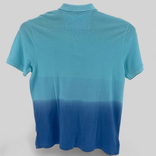 Chaps Mens Everyday Polo Collared Shirt Large L/G Performance Blue Ombre NEW - Picture 3 of 15