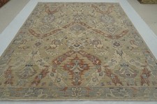 8x10 ft Tan Beige Vintage Afghan Hand Knotted Wool Oriental Rug