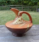 Vintage Roseville Freesia Brown 1945 Art Pottery Ewer 19-6