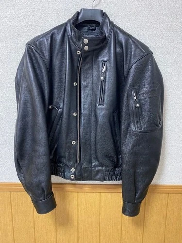 KADOYA Size M Black Motorcycle Biker Riding Genuine Leather Jacket Heavyweight - product listing photo