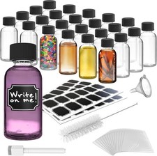 24 Pack 2 Oz Glass Bottles with Lids  59mL Clear Mini Shot Bottles with Caps