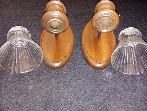 Vintage Home Interior Massivholz mit einzigartigem Glas Wandkerzenhalter Windlichter - Bild 7 von 7
