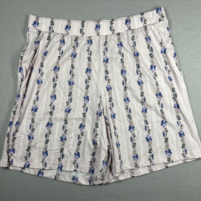 Hanro Sleep And Lounge Women s Pajama Shorts M US 10/12 Pink Blue Butterfly