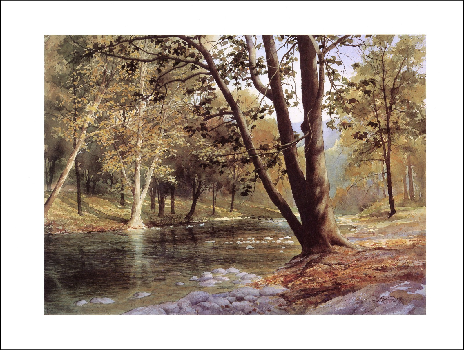 2000 Vintage Print Autumn Country Creek Forest East Tennessee Watercolor Image