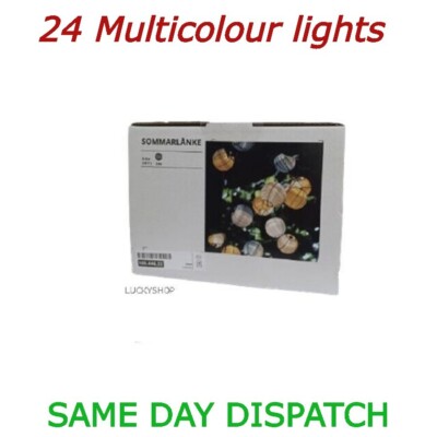 IKEA SOMMARLÅNKE LED Beleuchtungskette mit 24 Leuchten batteriebetrieben/mehrfarbig