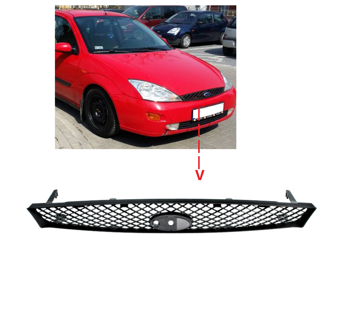 Grille de calandre avant de rechange noire pour berline Ford Focus Mk1 1998-2002