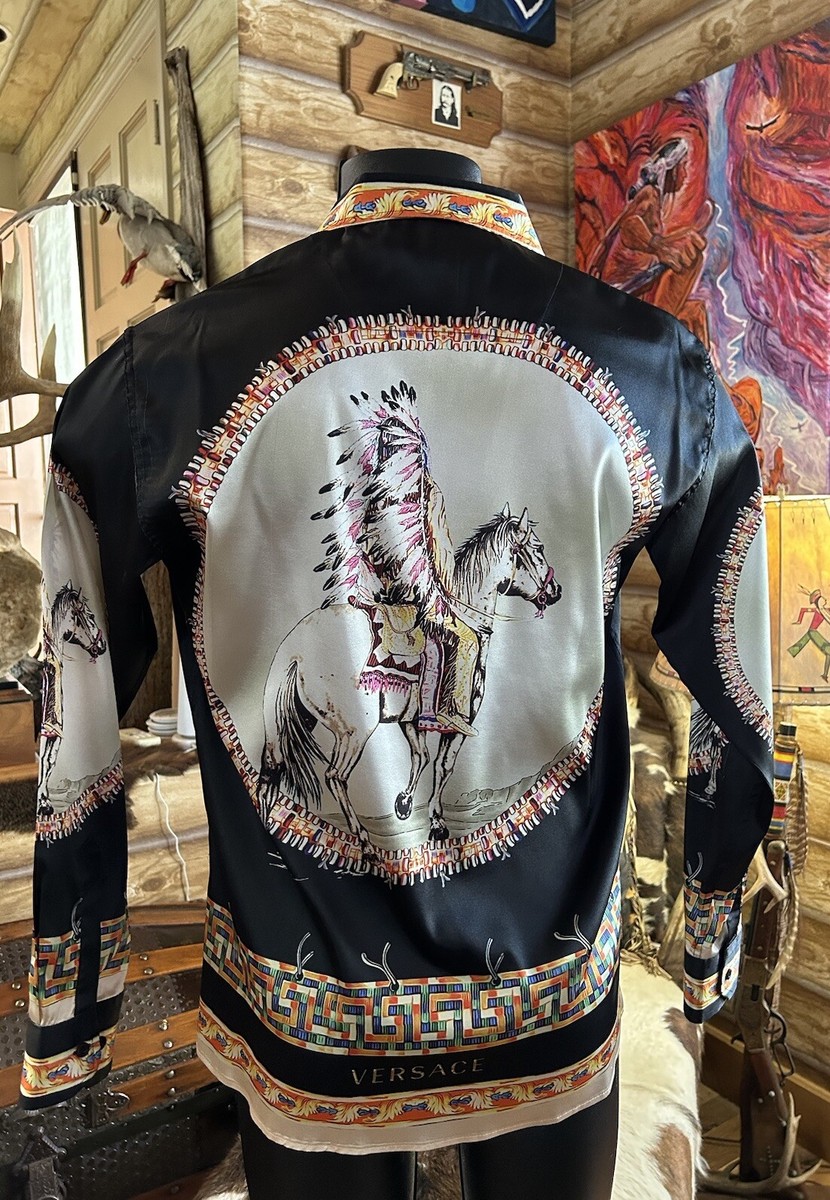 Men's Rare Versace Vintage Shirt, Made In Italy, Silk