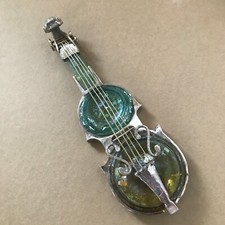 VIOLIN MODEL by URI RAMOT 925 Sterling Silver Ancient Roman Glass 1-3 A.D. w/COA
