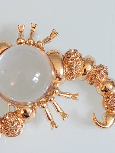 HUGE 3" JELLY BELLY BUG LUCITE SCORPION BROOCH PIN VINTAGE STYLE CHAMPAGNE RS - Picture 22 of 24