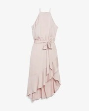 Express High Neck Asymmetrical Fit And Flare Dress XS