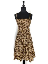Forever 21 Taupe Brown Leopard Animal Print Spaghetti Strap A-Line Dress Size 4