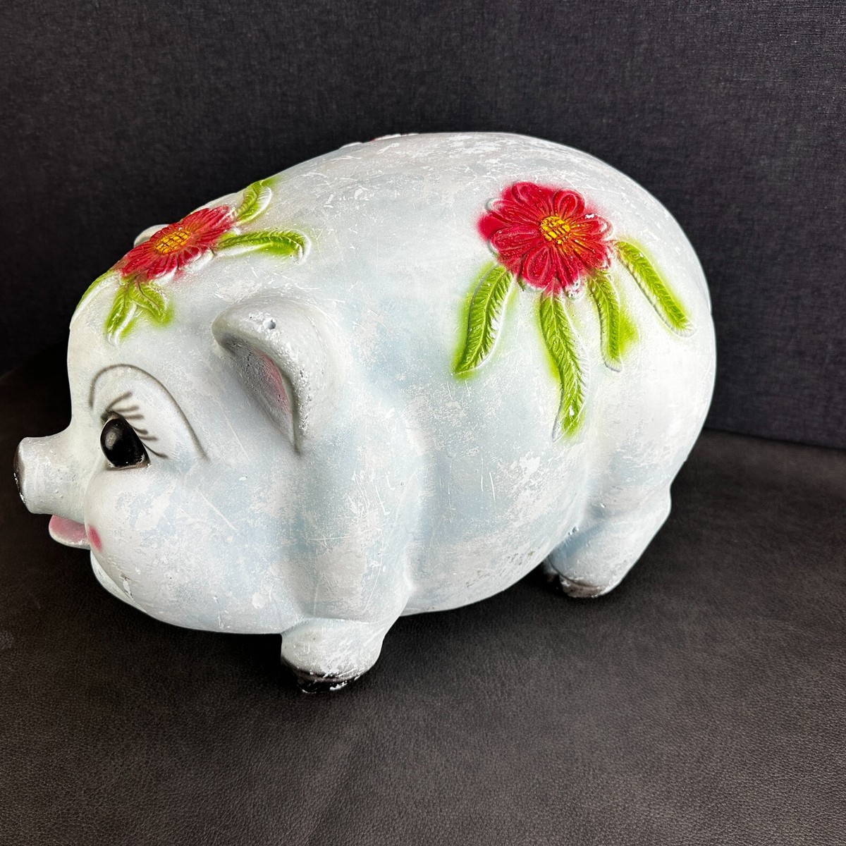 RARE COLOSSAL Vintage Piggy Bank Chalkware MC Anthropomorphic