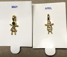 Children-Boy or Girl Birthstone Charm Pendant Gold Plated Resin