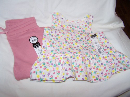 Okie Dokie 2 Piece Set for Infant Girl ~ 12 Months; Wide Leg Pants, Floral Top