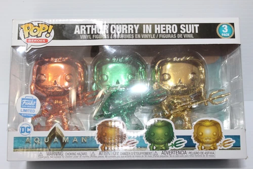 Funko Pop! Heroes: Aquaman 3 Pack Arthur Curry in Hero Suit Chrome See photos