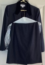 Jones New York Vintage Womens Dark Gray Black Wool Skirt Suit Sz 4 Button Jacket