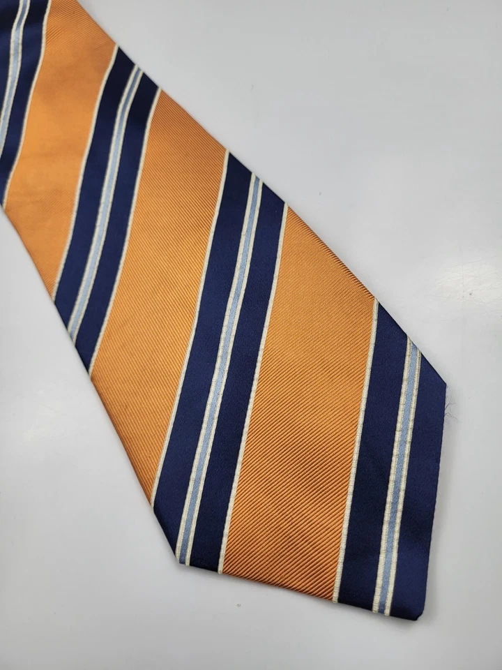 IZOD Silk Tie Orange Blue White Gray Stripes Men Necktie 57 x 4 - Image 3 of 4