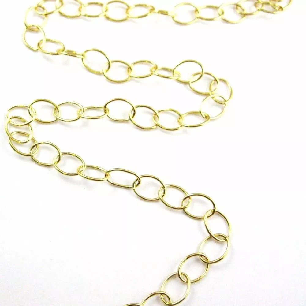 Gold plated Sterling Silver Chain Wholesale Round Oval Cable 8X6mm Bulk Chain