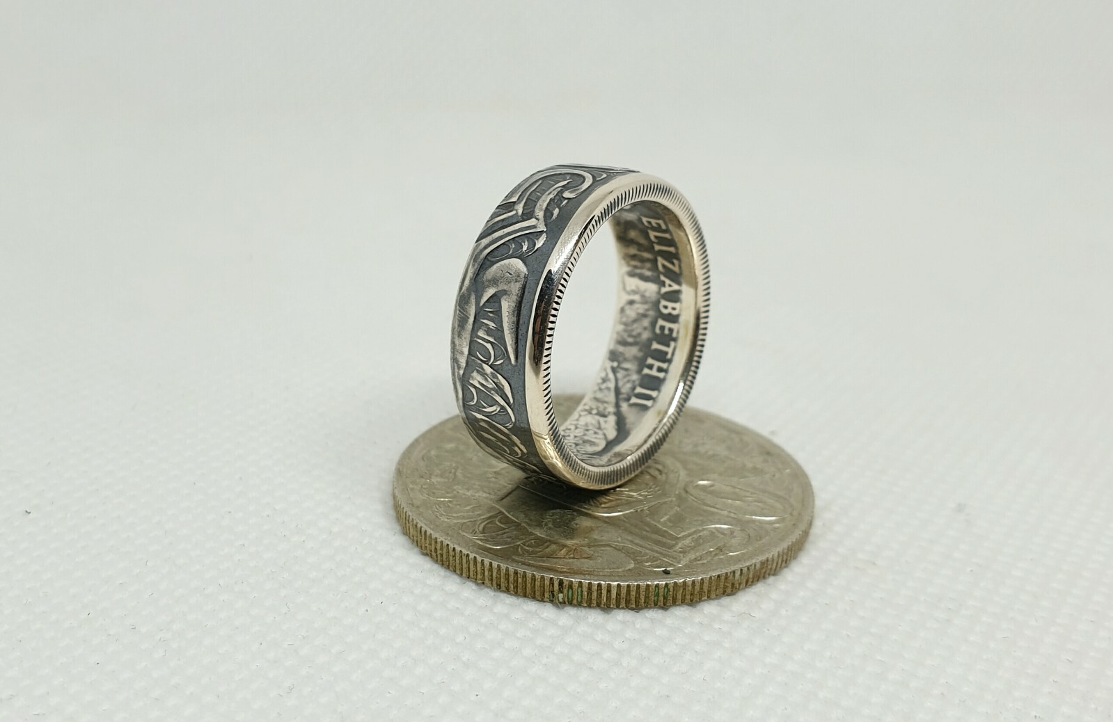 Bague pièce de monnaie 50 Cent d'Australie argent taille 62