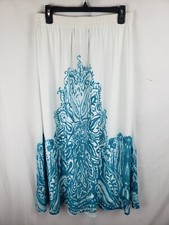 NWT Soft Surroundings Off White/Torquoise Moroccan Maxi Skirt Sz M