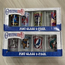 FULL SET OF 8 ICUP Grateful Dead Retro Pint Glasses Tour Poster & Characters NIB