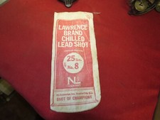 Vintage Lawrence Brand Chilled Lead Shot #8 25 Pound Empty Bag, USA Made